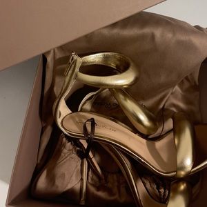 Gianvito Rossi Bijoux Ankle-Strap Metallic Leather Sandals